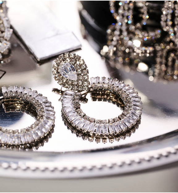 Kolczyki koła z cyrkoniami srebrne KLU0195