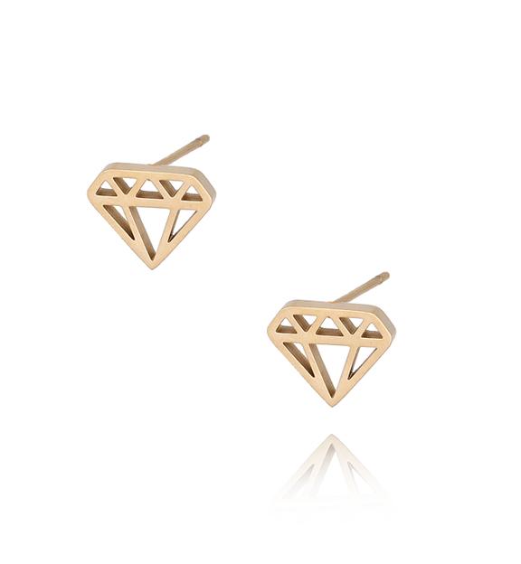 Kolczyki złote diamenty ze stali szlachetnej KSA0090