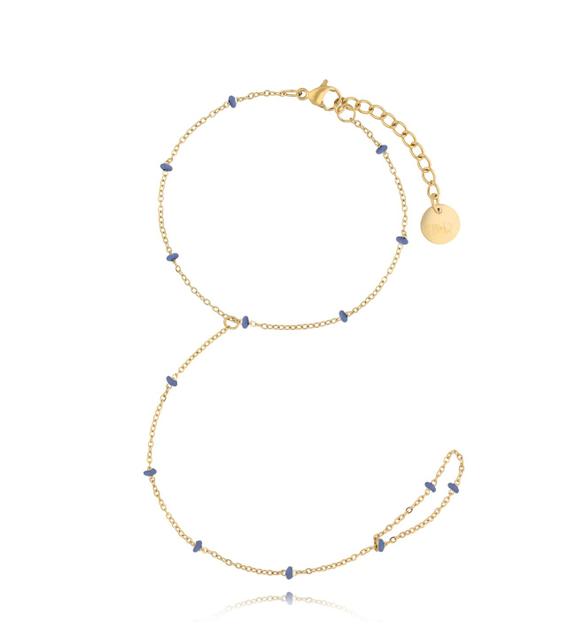 Bransoletka z pierścionkiem i niebieską emalią Simple Chain BSA0609