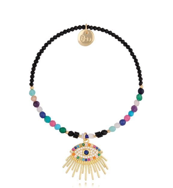 Bransoletka czarna z kolorową zawieszką Alvor BTW1345