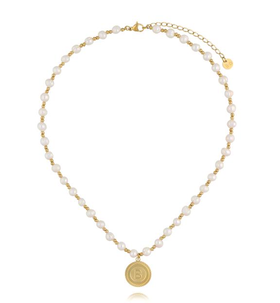 Naszyjnik z pereł z literką B NPE0378