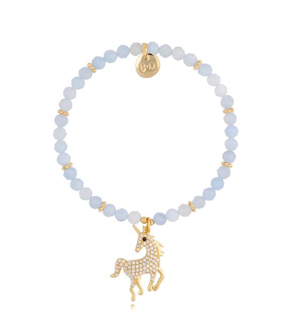Bransoletka z akwamarynami i jednorożcem Magic Unicorn BTW1324