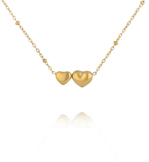 Naszyjnik z podwójnym sercem w kolorze złota NSY0915
