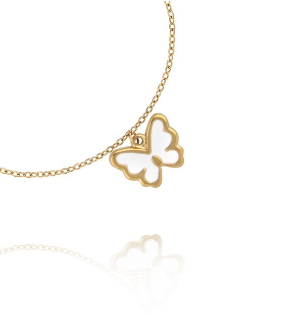 Delikatna bransoletka z motylem na złotym łańcuszku BSY0566