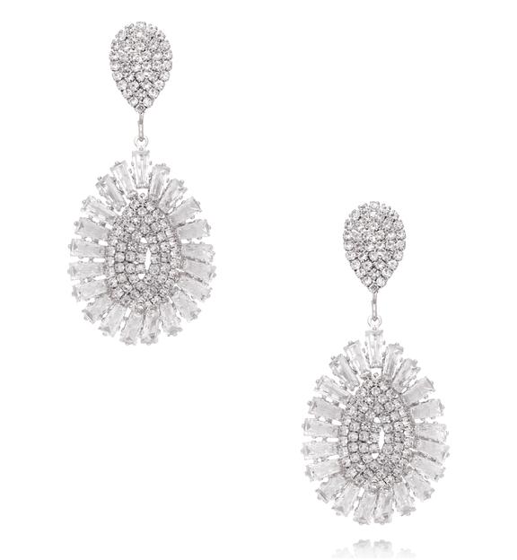 Kolczyki wiszące z kryształkami srebrne KLU0201