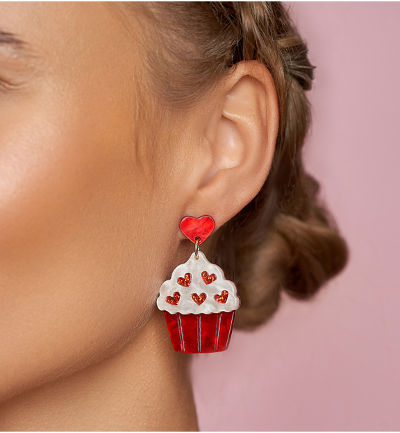 Kolczyki czerwone babeczki Cupcake KZA0206