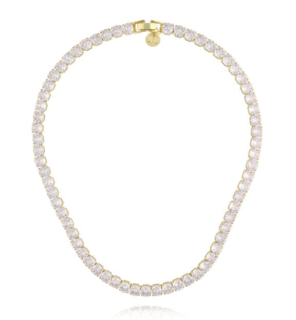 Naszyjnik typu tennis z kryształkami w złotej oprawie NS0430