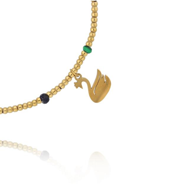 Bransoletka z kolorowymi kamieniami i zawieszką łabędzia BTW3559