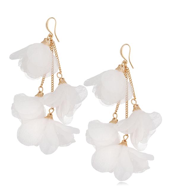 Kolczyki satynowe kwiaty białe White Apple II KBL1252