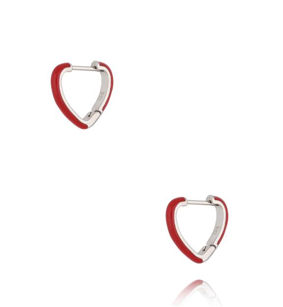 Kolczyki srebrne serca z czerwoną emalią Enamel Hearts KSA1747