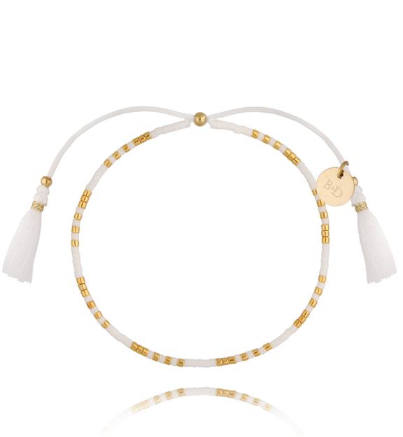 Bransoletka biała z chwostami Beads BSC1253