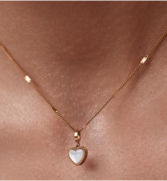 Naszyjnik dwustronny z jasnym i bordowym sercem NSY0836