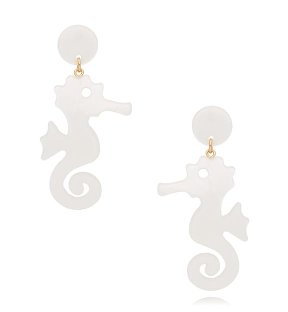 Kolczyki z białymi konikami morskimi Seahorse KZA0268