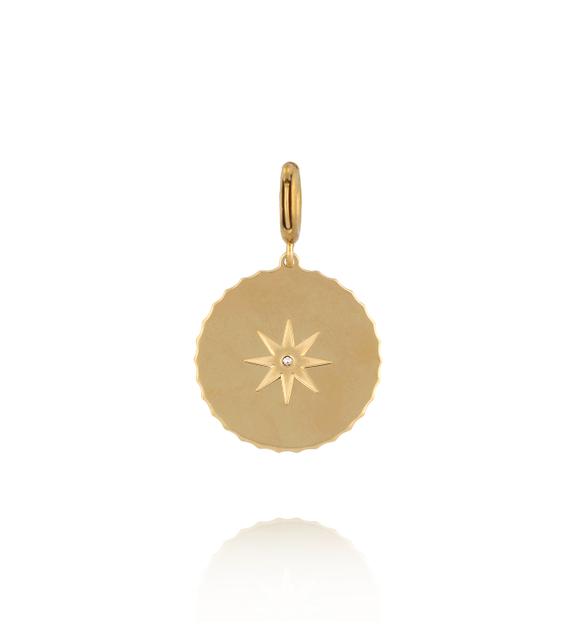 Charms złoty medalion z gwiazdką i cyrkonią CHA0111