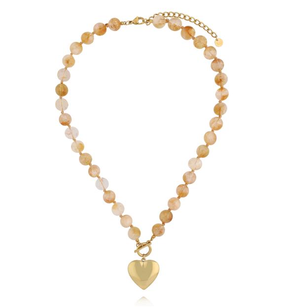 Naszyjnik z cytrynami z pozłacanym sercem NPA1593