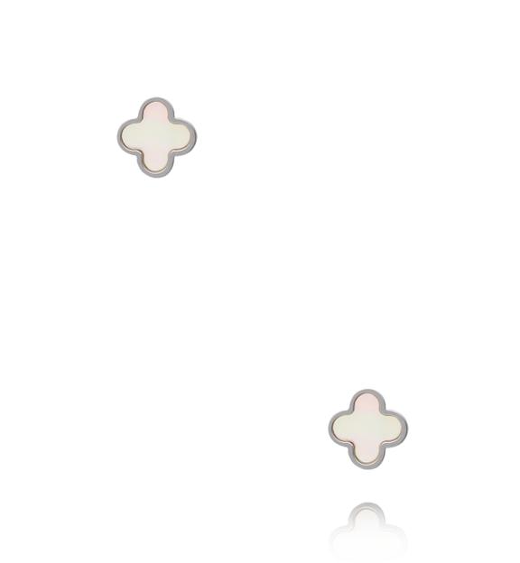 Kolczyki koniczynki z masą perłową srebrne KSA2576