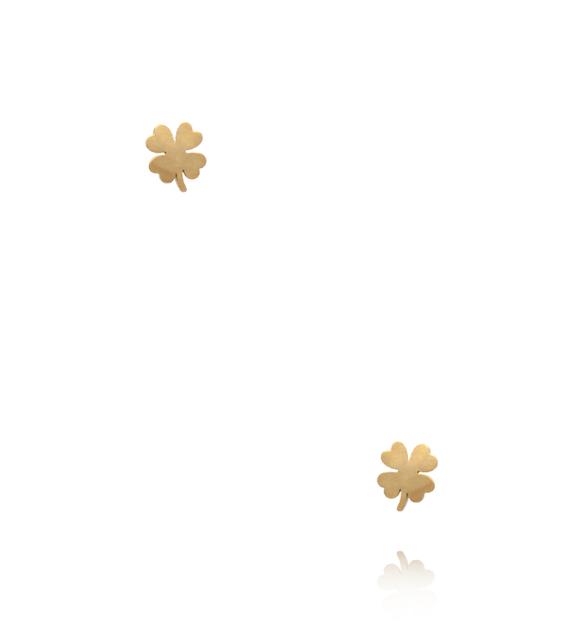 Kolczyki wkrętki w kształcie czterolistnej koniczyny złote KSY0619
