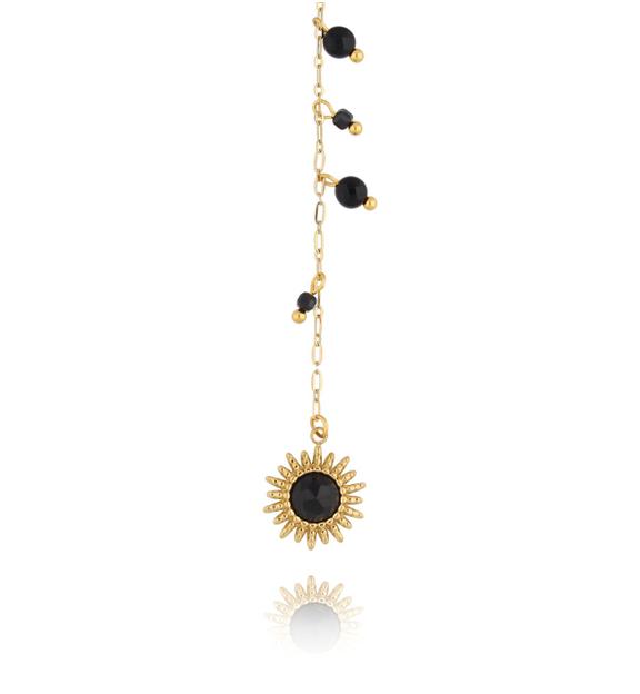 Naszyjnik złoty z czarnymi kryształkami Black Treasure NSY0060