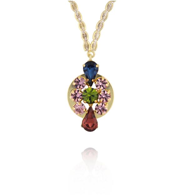 Naszyjnik z kolorową zawieszką z kryształkami NS0400