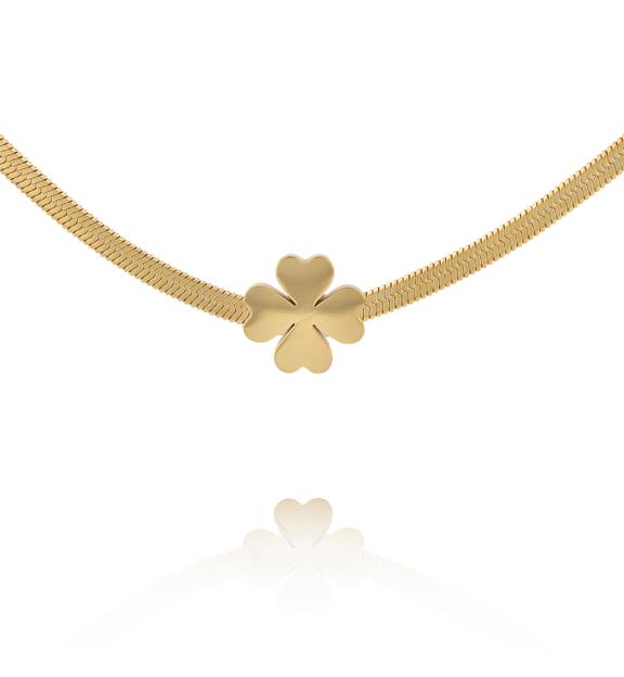 Naszyjnik złota żmijka z koniczynką NEA0049