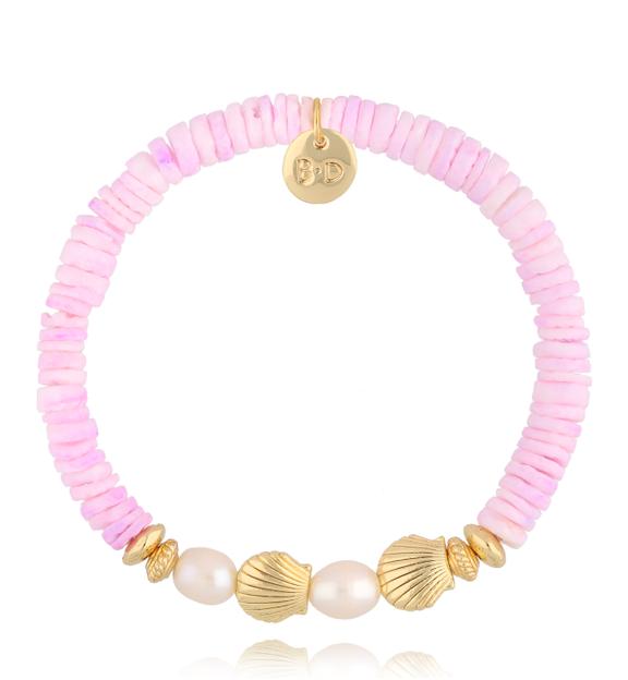 Bransoletka z fioletowymi muszlami i perłami Pearl and Shell BSH0135