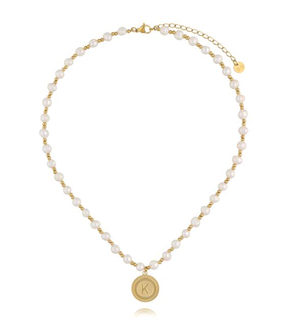 Naszyjnik z pereł z literką K NPE0379