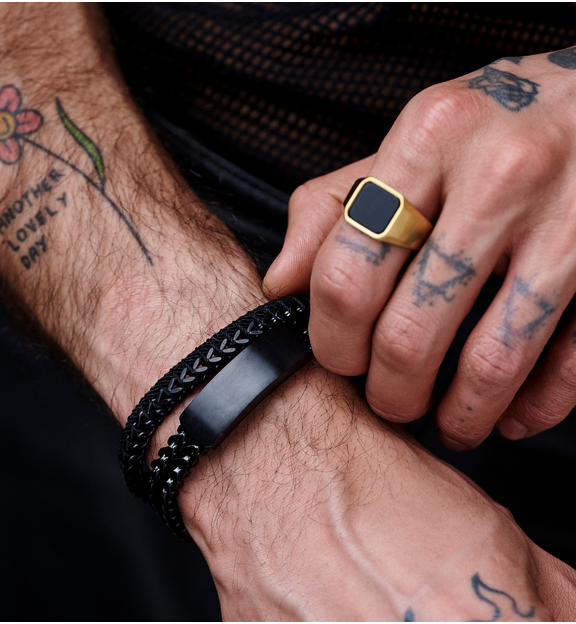 Bransoletka męska czarna Agapito BMITC0767