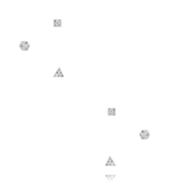 Zestaw kolczyków srebrnych – geometryczne kształty z cyrkoniami KCA0189