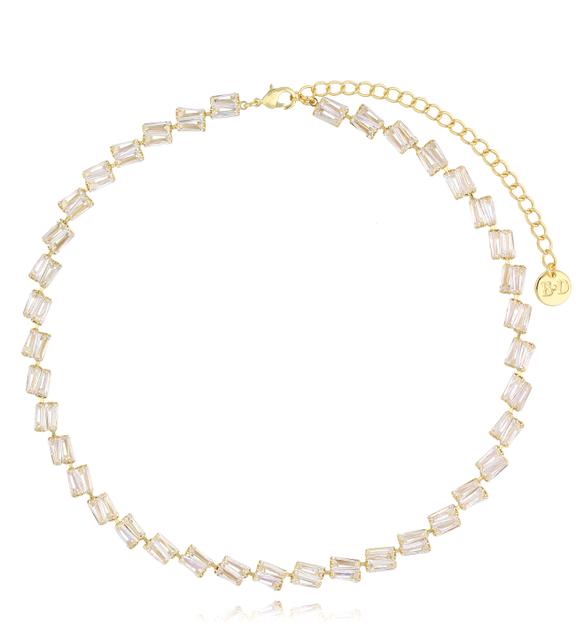 Naszyjnik tenisowy złoty z kryształkami Samantha NS0228