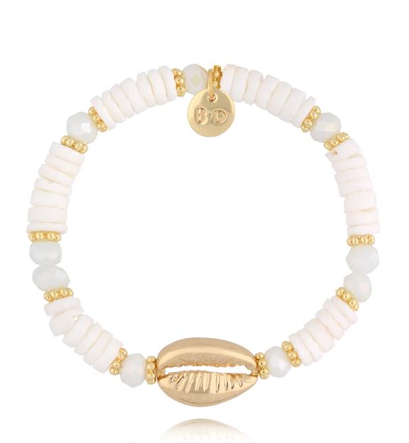 Bransoletka z białymi muszlami Gold Shell BSH0126