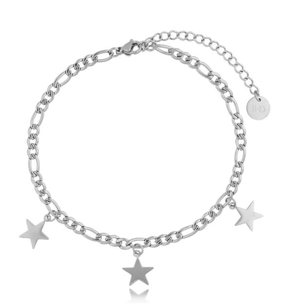 Bransoletka srebrna na nogę ze stali szlachetnej BNSA0017