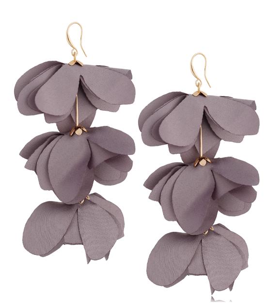 Kolczyki kwiaty satynowe szare Madeira KBL1112