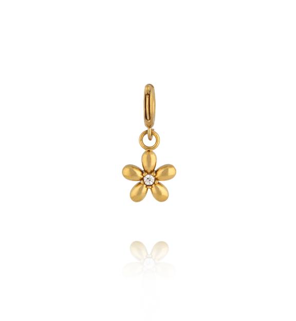 Charms złoty kwiatuszek z cyrkonią CHA0158