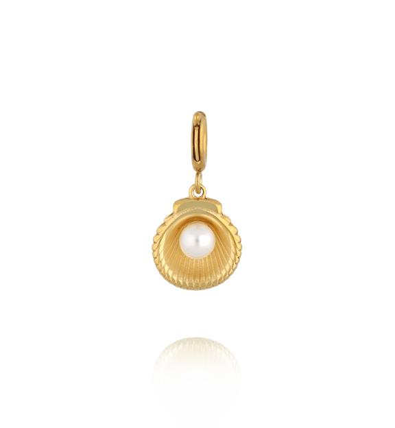 Charms złota muszla z perłą CHA0271