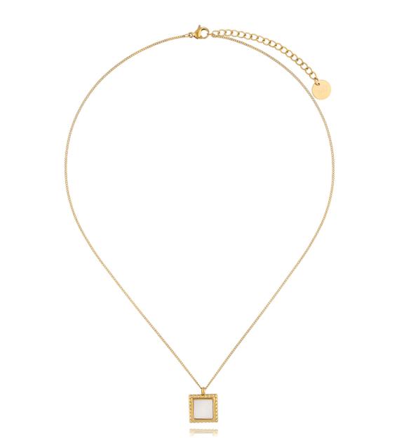 Naszyjnik złoty z kwadratową zawieszką  I Dare You NSA1243