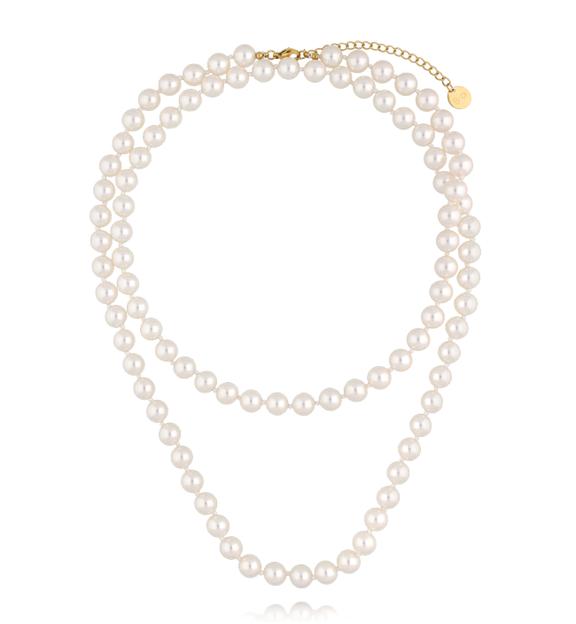 Naszyjnik z klasycznych pereł w odcieniu czystej bieli NPE0368