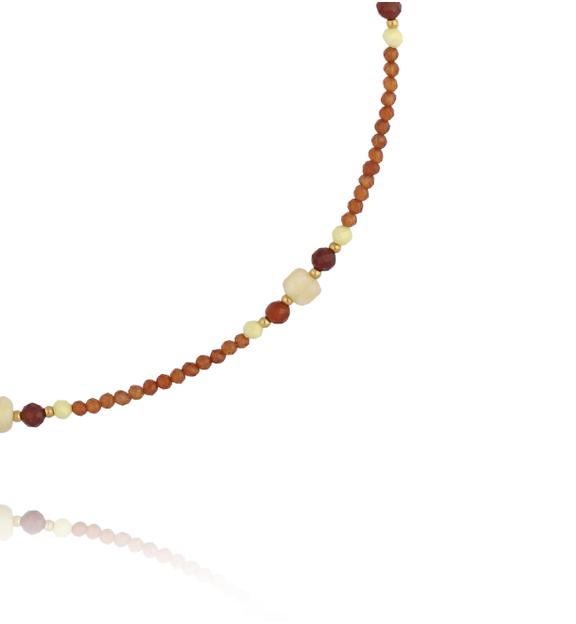 Naszyjnik z pomarańczowego granatu i żółtego cyrkonu NTW1578