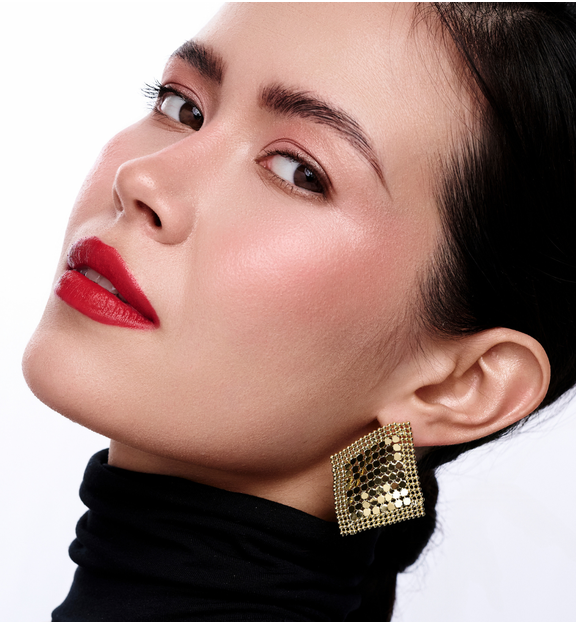 Kolczyki złote mesh w kształcie rombu KSS2199