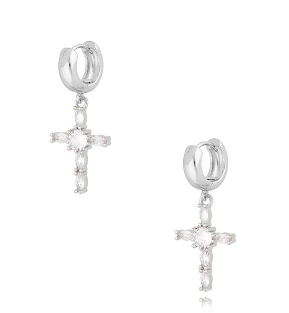 Kolczyki srebrne krzyżyki z kryształkami Baroque KRG0990