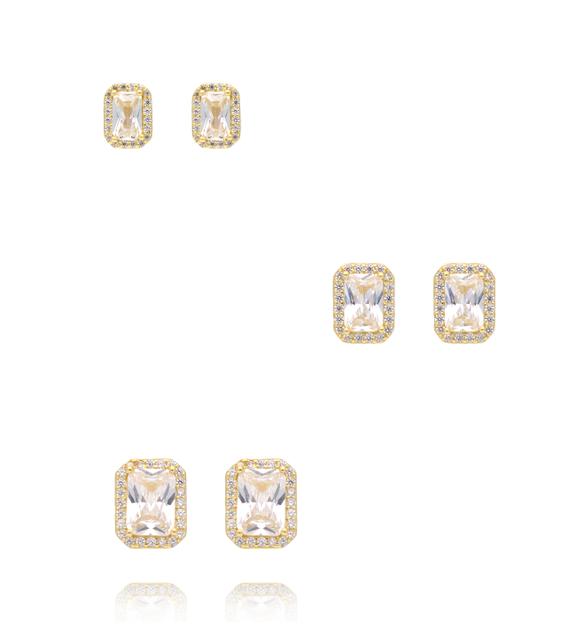 Zestaw kolczyków pozłacanych z cyrkoniami KLT0060