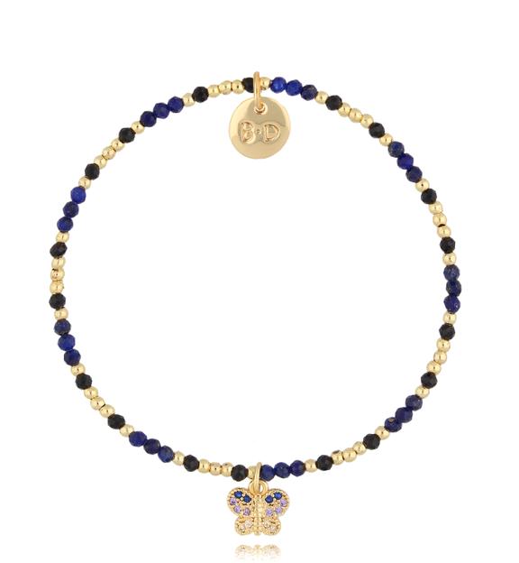 Bransoletka z lapisami i motylkiem Siamanna BTW2648