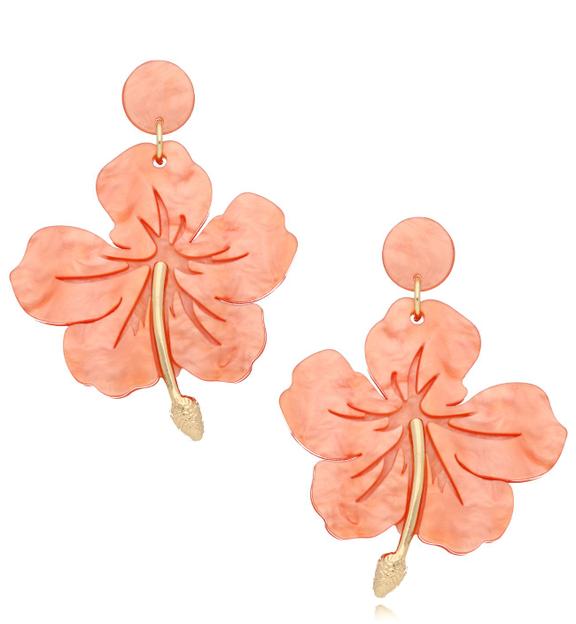 Kolczyki brzoskwiniowe kwiaty hibiskusa Kailani KZA0073