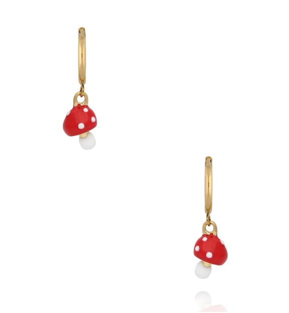 Kolczyki koła z zawieszką w kształcie muchomorka KSY0668