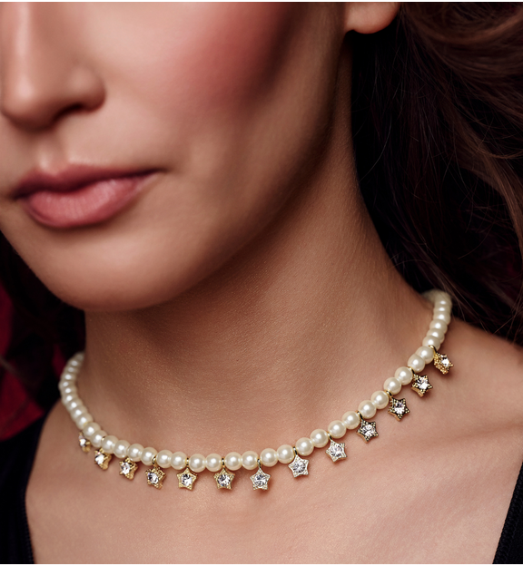 Naszyjnik z perłami i gwiazdkami Stelle Dorate NPE0178