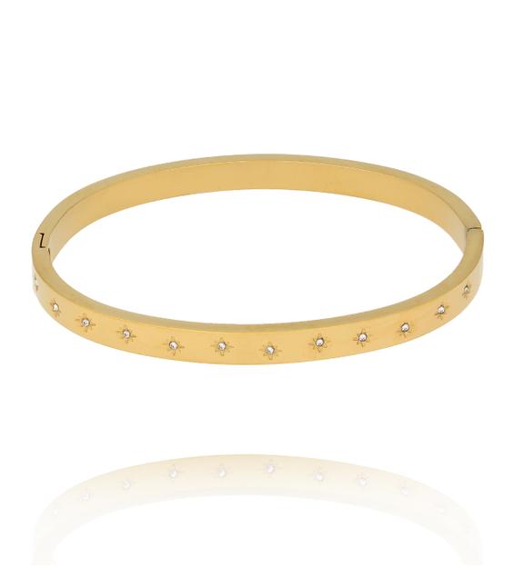 Bransoletka złota obręcz z cyrkoniami BSY0653