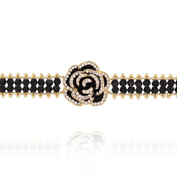 Choker czarny z kwiatem  NLU0050