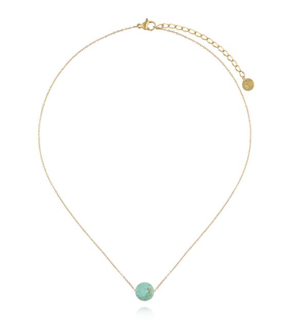 Naszyjnik z chryzokolą na delikatnym złotym łańcuszku NLB0402