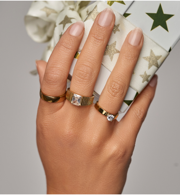 Pierścionek złoty z kryształem Sparkle Ring PSA0946