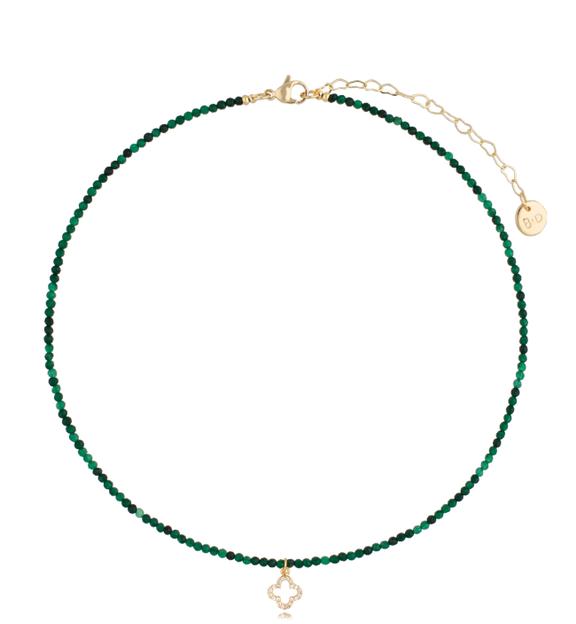 Naszyjnik z jadeitami i koniczynką Lifestyle NTW0825