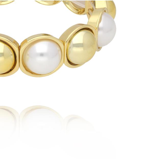 Bransoletka z dużymi perłami i złotymi ogniwami BCR0023